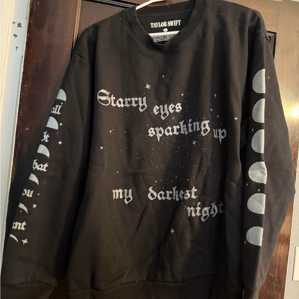 Taylor Swift Black Crewneck Call it What You Want Sweater with Silver Moon